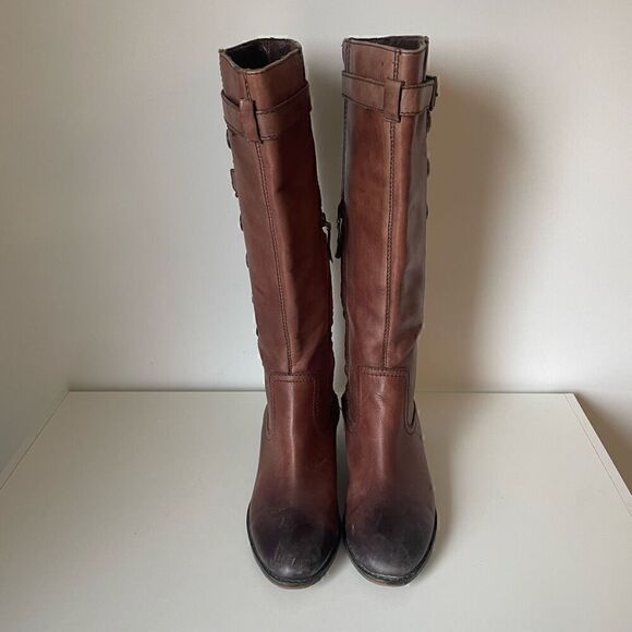 Arturo Chiang Knee High Brown Leather Riding Boots Size 6.5 Buttons Zip Up - Picture 6 of 13